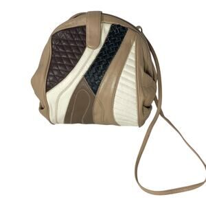 Vintage 80s Four Seasons California Leather Patchwork Crossbody Purse Korea